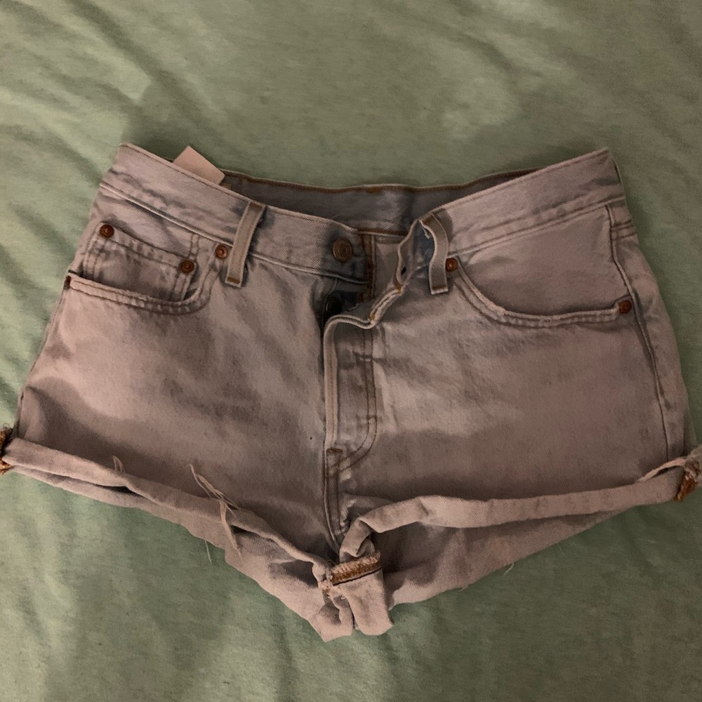 light wash denim LEVI jean shorts